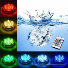 RGB 10 Led sumergible con pilas IP68 a prueba de agua Piscina subacuática banquete de boda Piscina estanque Iluminación